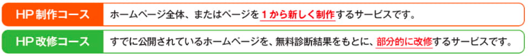 HP制作・改修サービスのコース