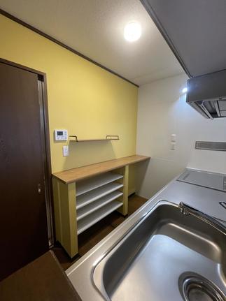 背面の収納カウンター