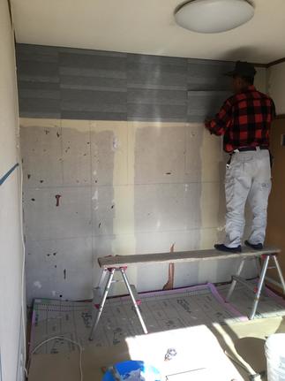 リビング施工途中