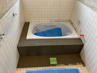 浴槽据付～ブロック積み