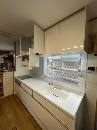 手動タイプの昇降吊り戸や、使いたい時だけ降ろせる水切り棚