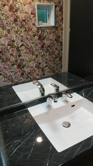 洗面化粧台はルミシス　ボウル一体タイプを採用しました。