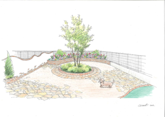 ガーデニングができるお庭のシンボルツリー