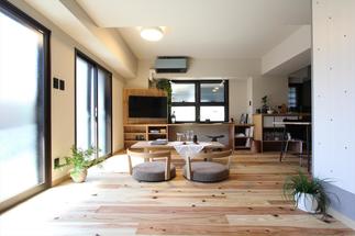 ★どのポジションからも見やすいTVボードのあるリビング