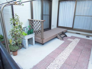 ウッドデッキ周りの外構