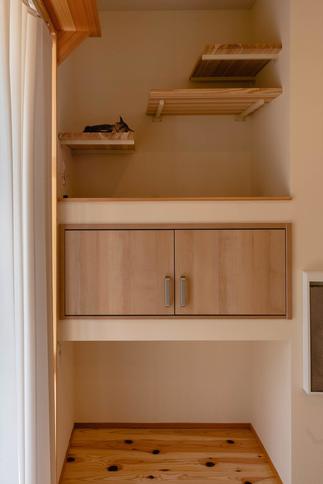 リビングの一角に猫ちゃん専用スペースを