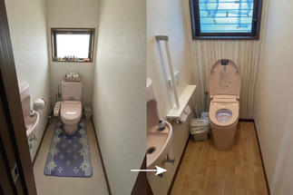 壁紙を貼り直し、手すりもつけました。