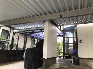 既存カーポートとの接続及び躯体切り欠き加工