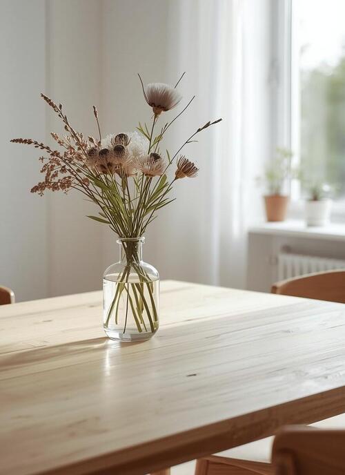 シンプルにフラワーを飾ってあるダイニング　北欧ナチュラルインテリア (1)23.jpg