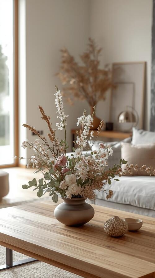 北欧ナチュラル×ジャパンディスタイルのリビングに花シンプルに飾って (1).jpg