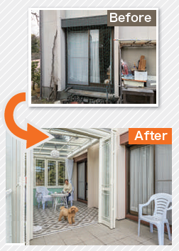 普通のガーデンスペースが素敵な空間に！