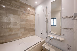 0.75坪から1坪になった浴室はゆとりの空間です