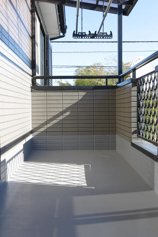 きっちりと防水処理を施したベランダ床