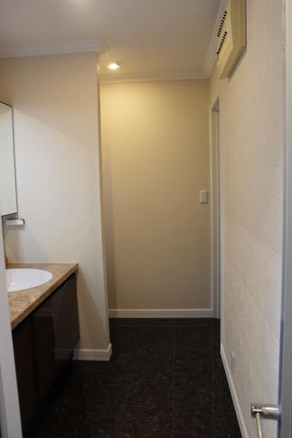 洗面の背面の壁にエコカラットを採用。