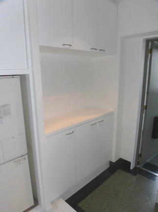 玄関周りも白で統一。清潔感あふれる空間になりました