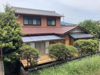 テラス屋根の交換　デッキ材も交換しました