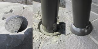 手すりの支柱は埋込み施工です