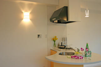 単身者向けに個性的なキッチン