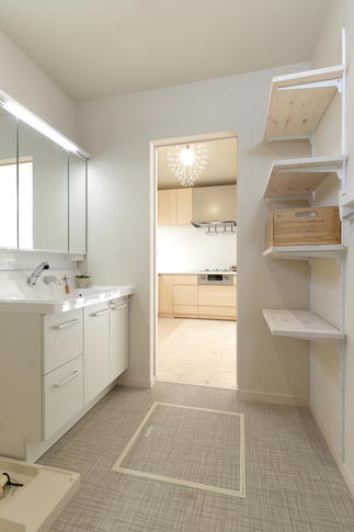 家事導線ばっちりの洗面所