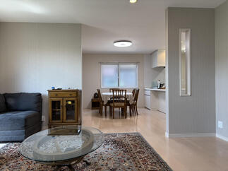 リビングとダイニングキッチンで色味み変化を