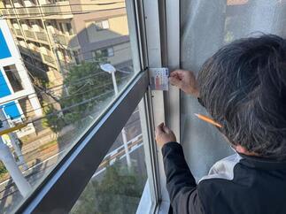 無目枠を取付する為の墨出し