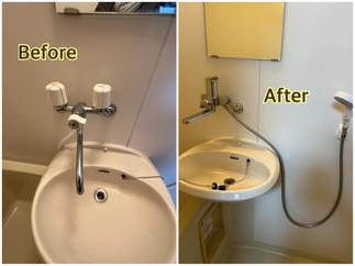 浴室洗面水栓交換