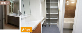 広々とした洗面台（LIXILエルシィ　クリエラスク色）