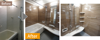 ユニットバスはまるごと入れ替え（リノビオV　ウォールナット色）