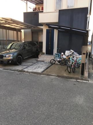 施工後（サイクルポート設置・門柱位置変更）