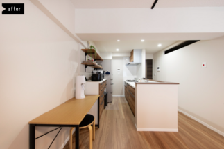 オープンキッチンにして広々LDKへ